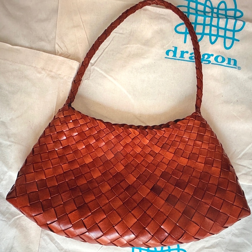 Dragon Diffusion Woven Shoulder Bag in Cognac Brown - Picture 2 of 7
